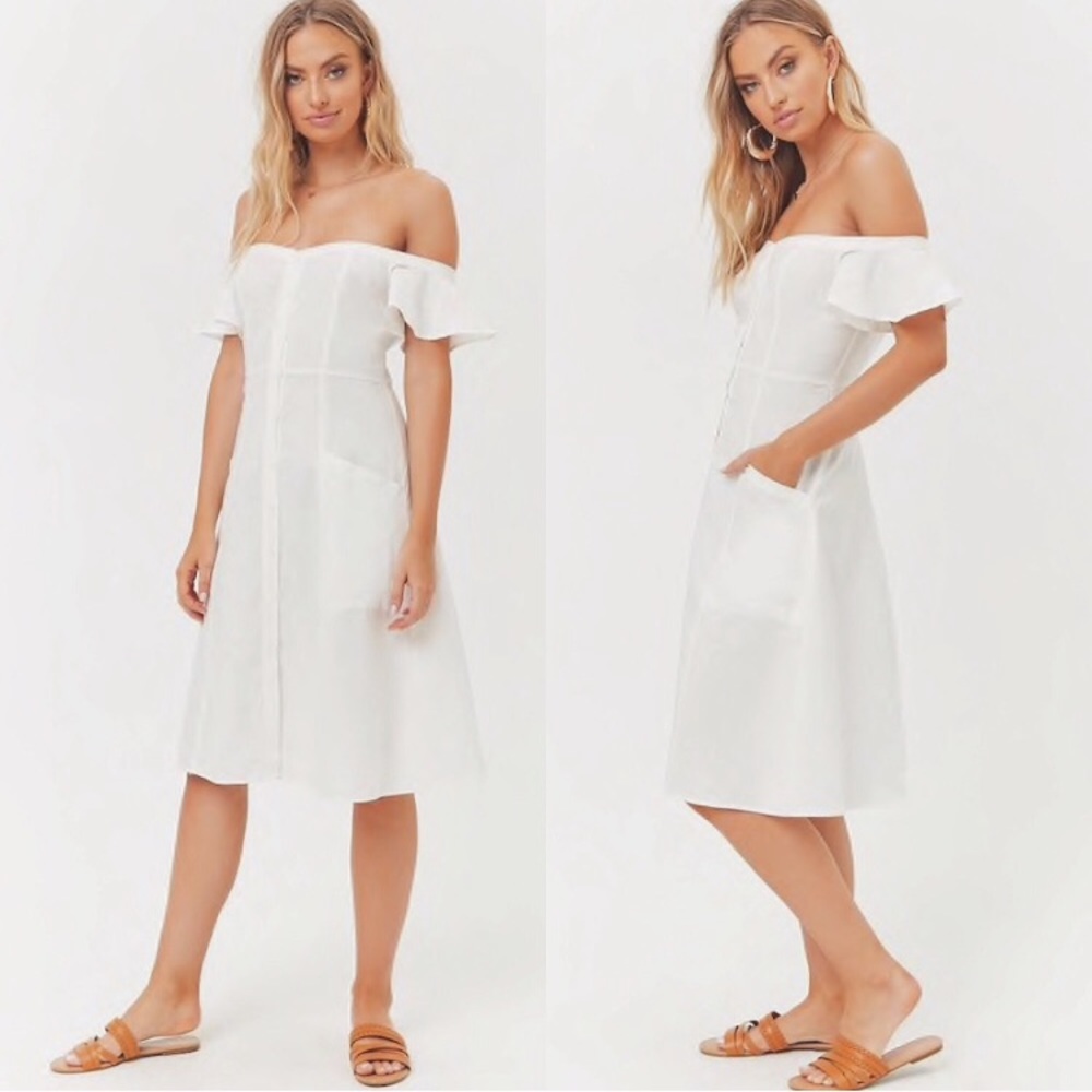 NWT white button down dress